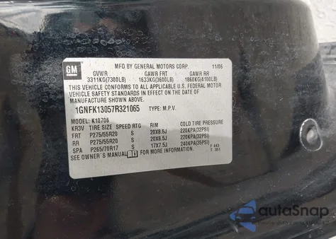 2007 Chevrolet Tahoe Ltz z USA, uszkodzony, nr VIN 1GNFK13057R321065